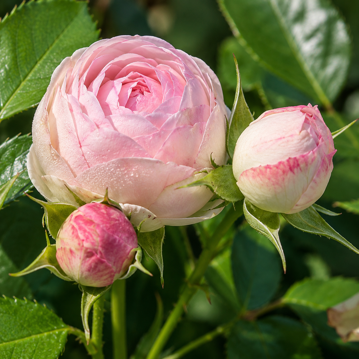 Dettaglio ravvicinato di rosa Lovely Rokoko con petali rosa chiaro