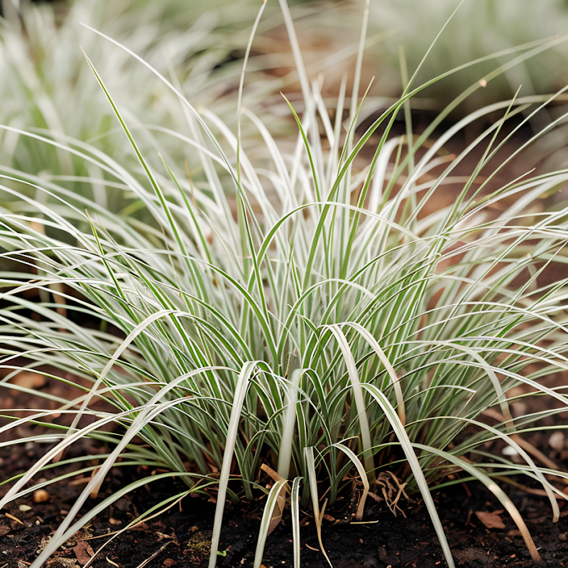 Miscanthus sinensis 'Silver Spinner' in pieno sole, spighe argentate vibranti nel vento