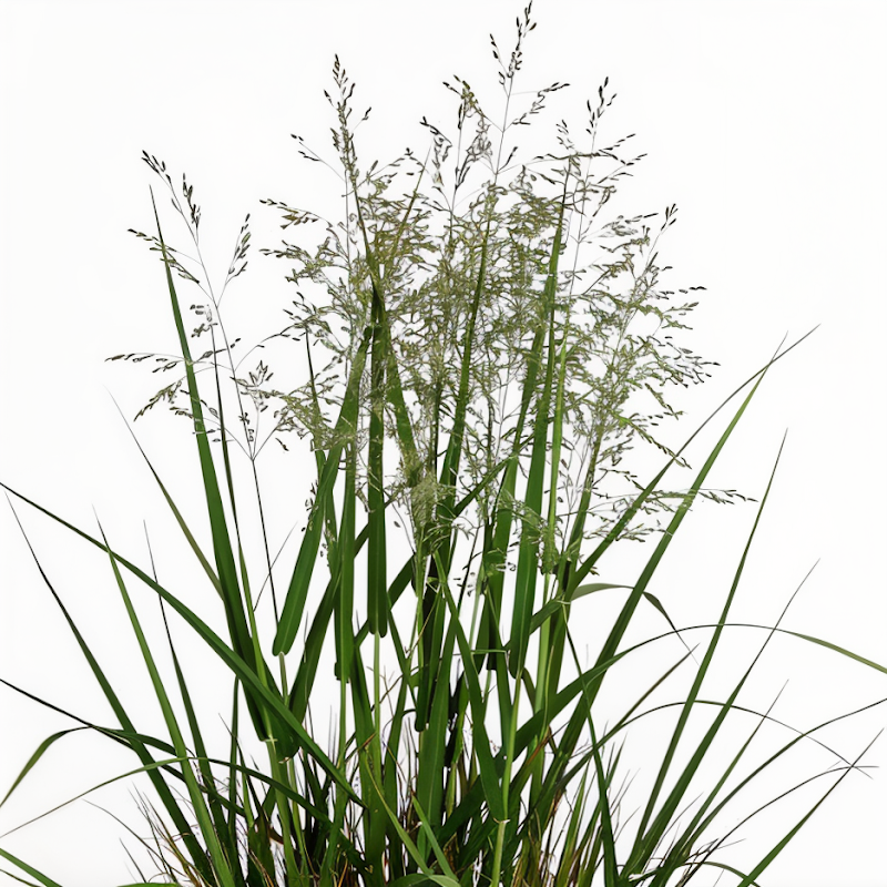 Panicum virgatum 'Northwind' in giardino naturalistico con infiorescenze autunnali