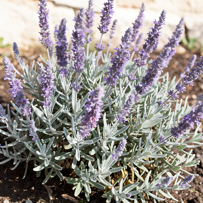 Perovskia atriplicifolia 'Silvery Blue Nana' in piena fioritura con fiori lavanda
