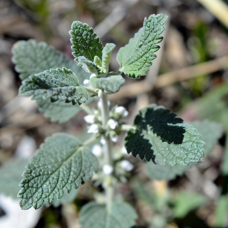 Ballota pseudodictamnus in giardino mediterraneo con fogliame grigio-verde vellutato