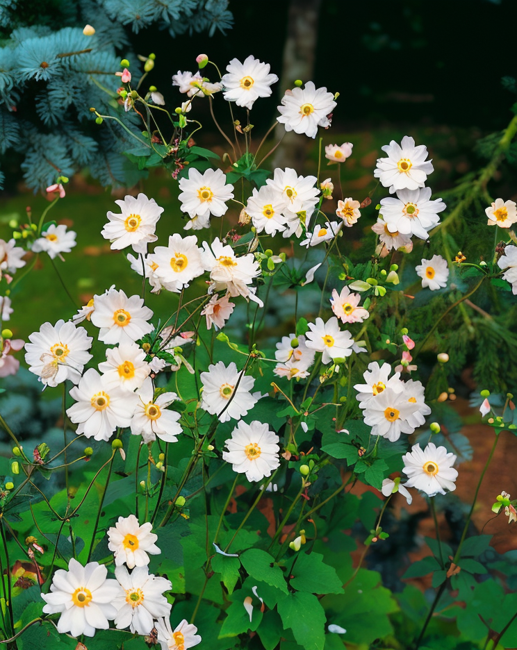 Anemone x hybrida Honorine Jobert, fiori bianchi eleganti per garden design autunnale