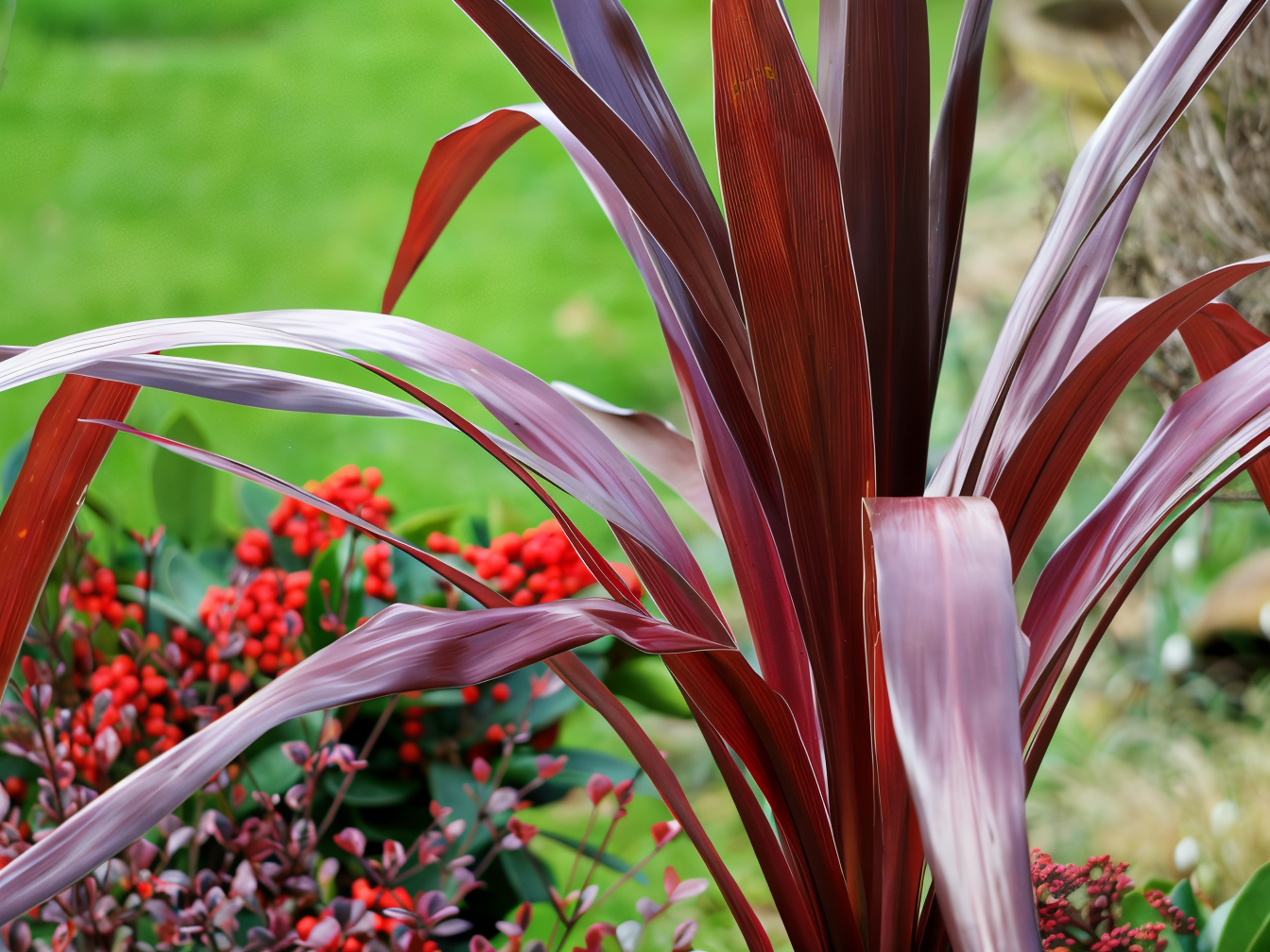 Cordyline australis 'Obtecta Super Star' in vaso, foglie striate e portamento elegante
