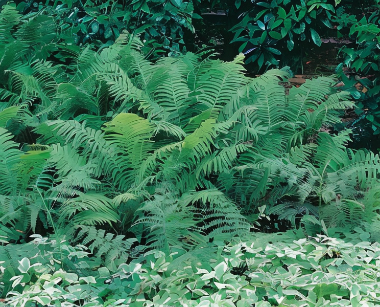 Felce Maschio (Dryopteris filix-mas) nel sottobosco ombroso