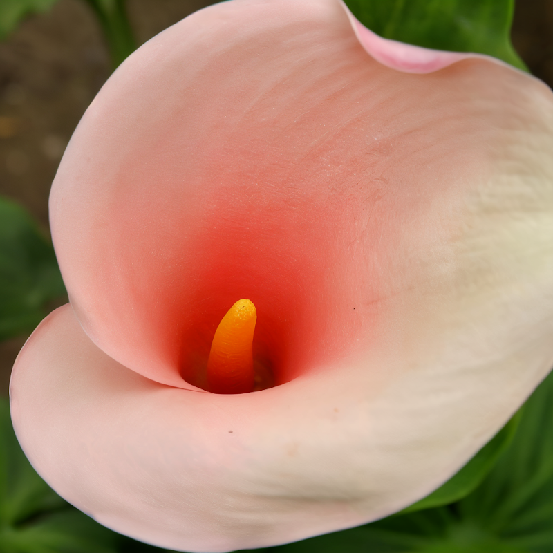 Zantedeschia aethiopica 'Flamingo' in piena fioritura rosa, immersa in un laghetto ornamentale