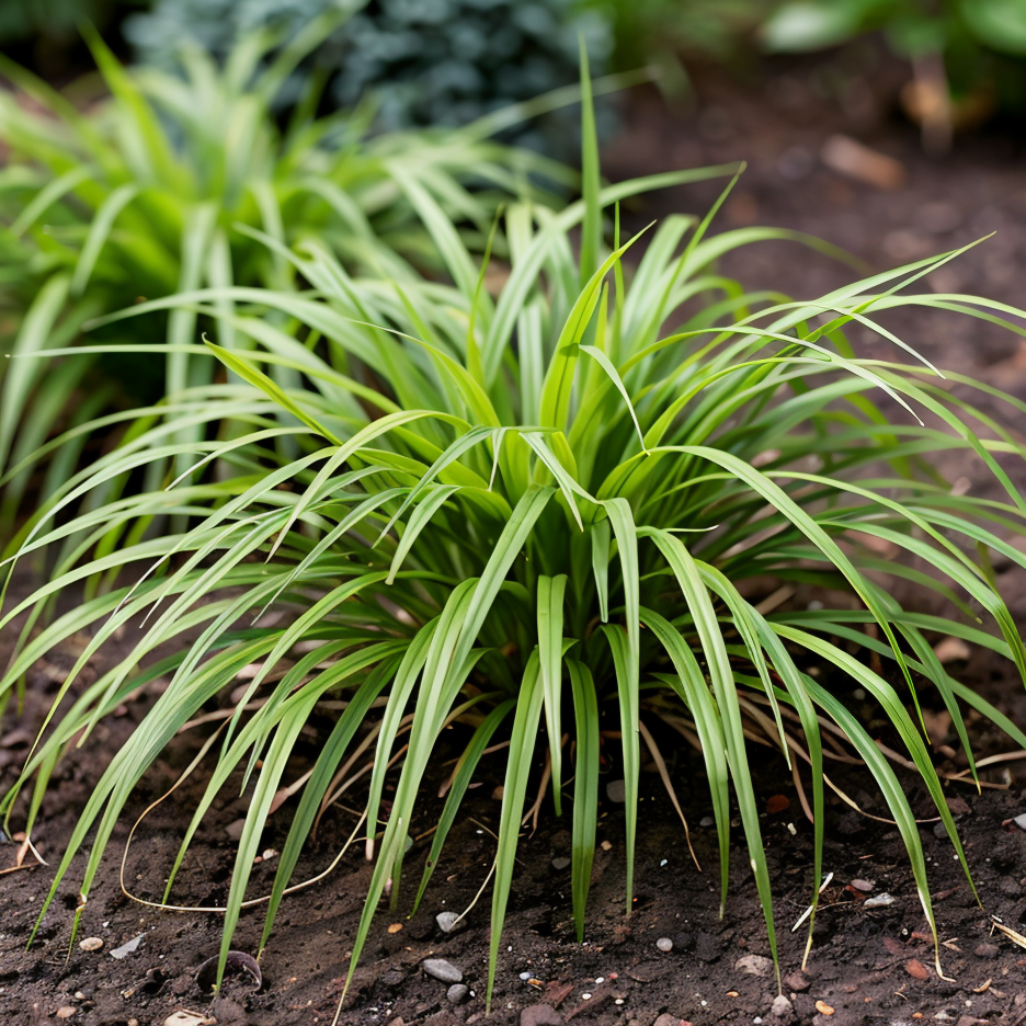 Hakonechloa macra tappezzante in disegno di giardino moderno