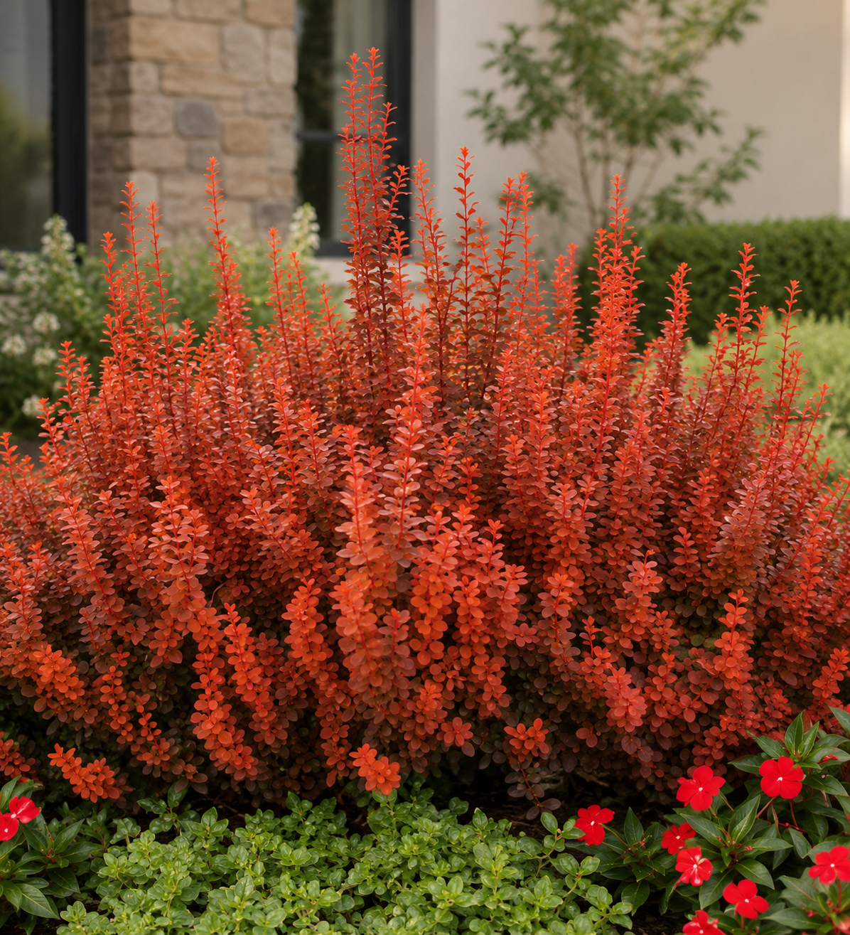 Berberis thunbergii 'Orange Rocket' in giardino