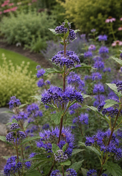Caryopteris clandonensis 'Grand Bleu' dettaglio