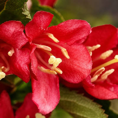 Fiore di Weigela Nain Rouge in primo piano