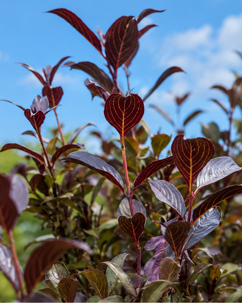 Foglie scure di Weigela Purpurea
