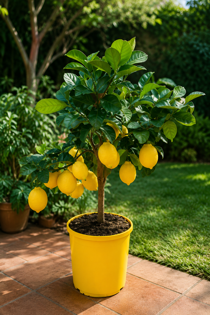Alberello di Limone di Sorrento coltivato in vaso su terrazzo