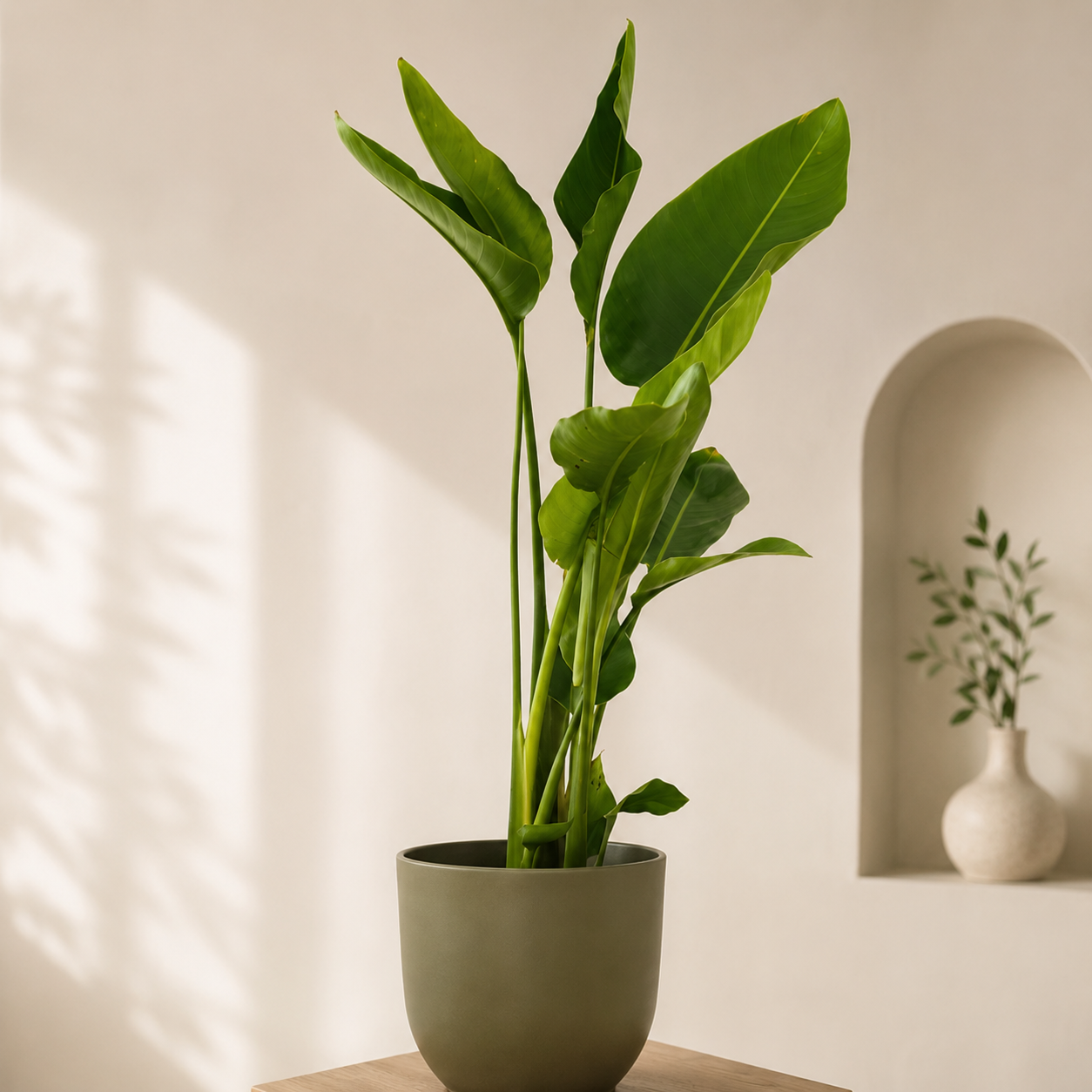 Strelitzia nicolai con grandi foglie verdi