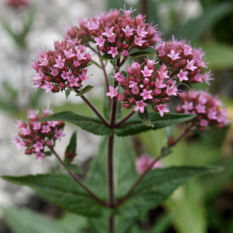 Centranthus ruber Rosenrot Rose in piena fioritura rosa, design giardino mediterraneo