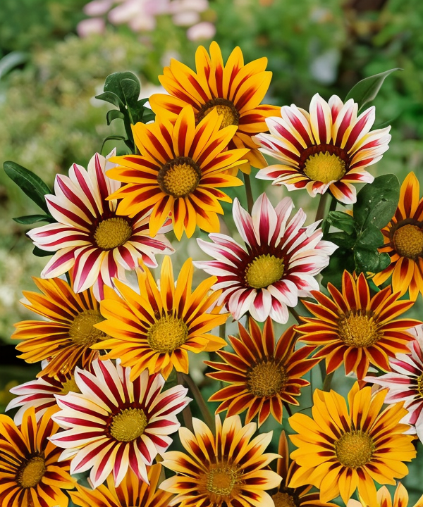Gazania rigens Hybrida in piena fioritura sotto il sole estivo