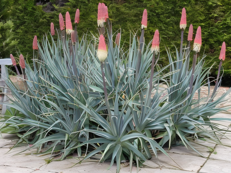Kniphofia 'Coral Breakers' in piena fioritura, un'esplosione di colore per il giardino