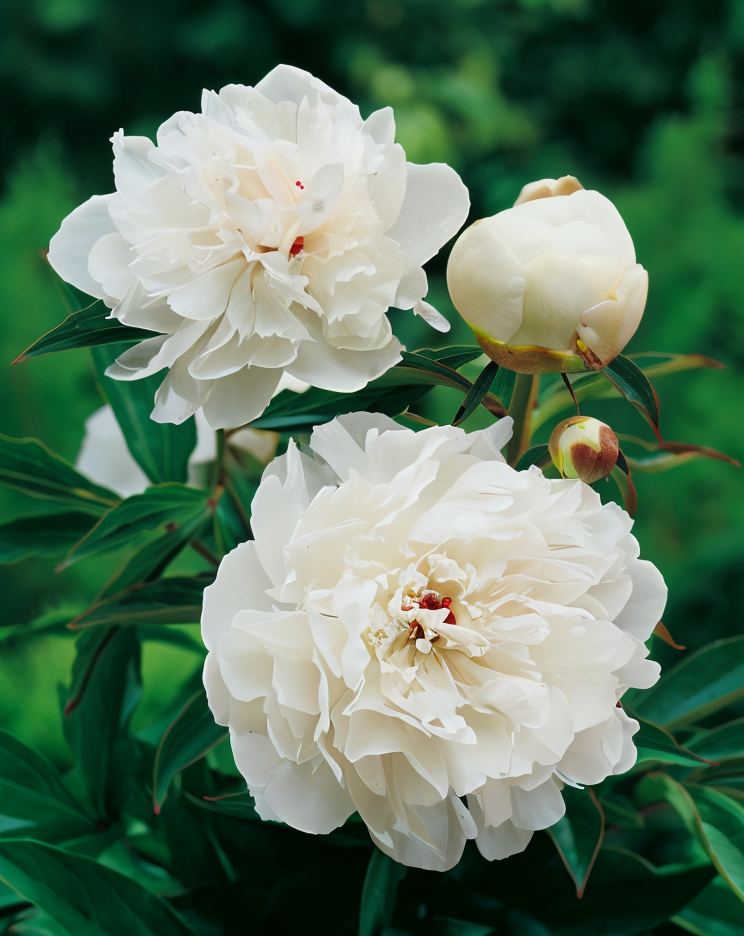 Paeonia Lactiflora Madame Calot, peonia erbacea dai fiori rosa a coppa nel giardino
