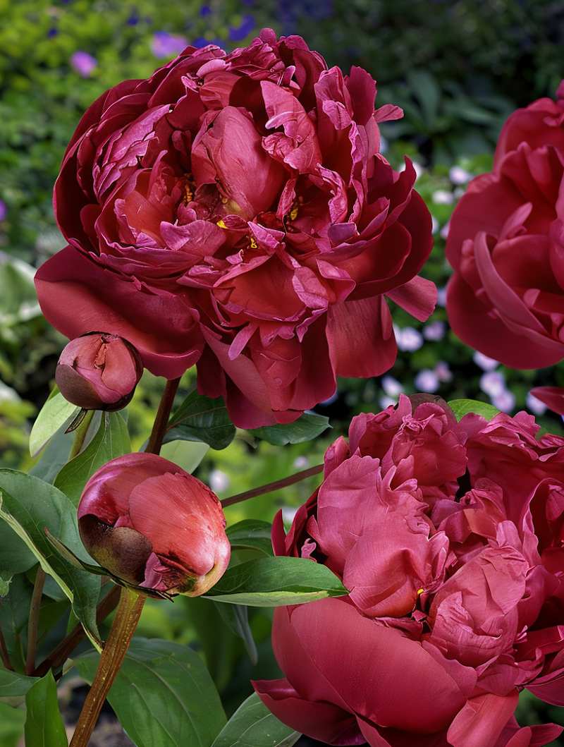 Paeonia lactiflora 'Red Sarah Bernhardt' in piena fioritura, un tocco di eleganza nel giardino