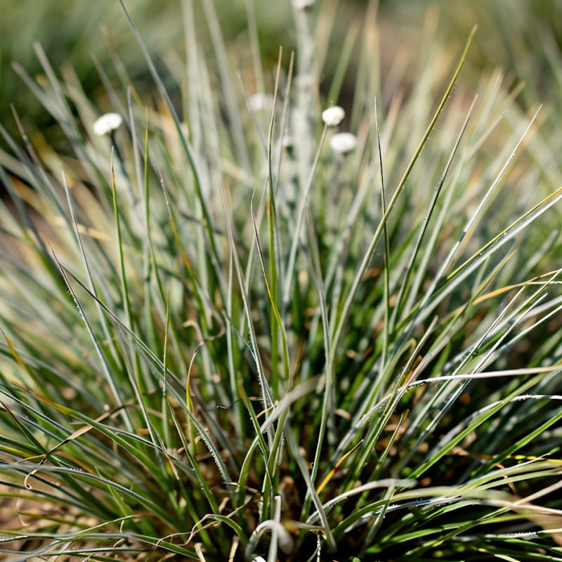 Sesleria autumnalis cespuglio elegante in giardino mediterraneo